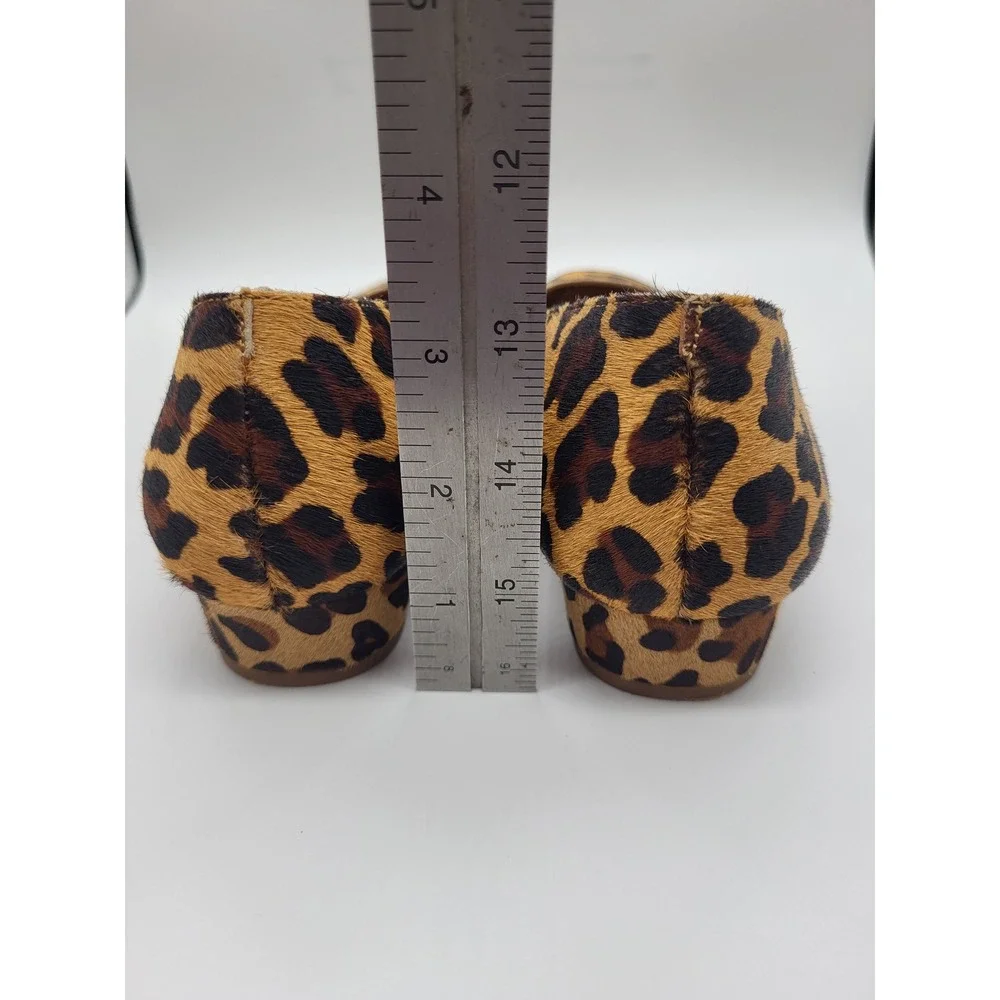 J.Crew Leopard Calf Hair Flats Low Block‎ Heel Brown Animal Print Size 7 Vegan